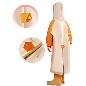 Orange Sleeve Cream long style Raincoat for kids - 6 - 7 Years Monsoon Wear