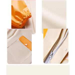 Orange Sleeve Cream long style Raincoat for kids - 6 - 7 Years Monsoon Wear