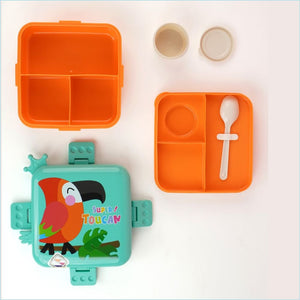 Orange Toucan 2 decker Tiffin/ Lunch and Snack Box for Kids - 