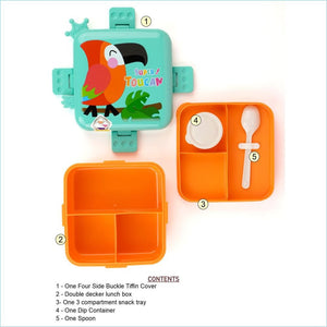 Orange Toucan 2 decker Tiffin/ Lunch and Snack Box for Kids - 