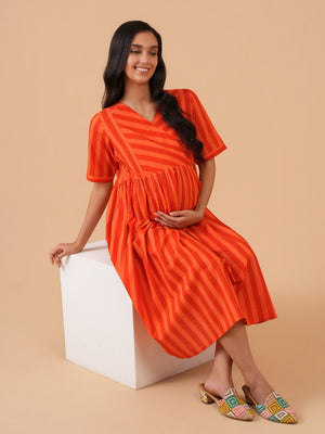Orange Wink Maternity and Nursing Dress - S Maternity Casual Dress
