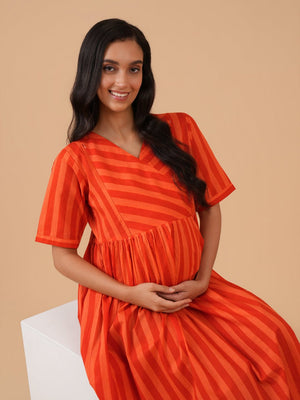Orange Wink Maternity and Nursing Dress - S Maternity Casual Dress