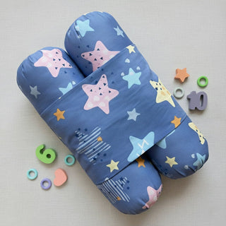 Oranges & Lemons | Anti Rolling Bolsters | Cotton Baby Pillow | Blue - Baby Bolster Pillow