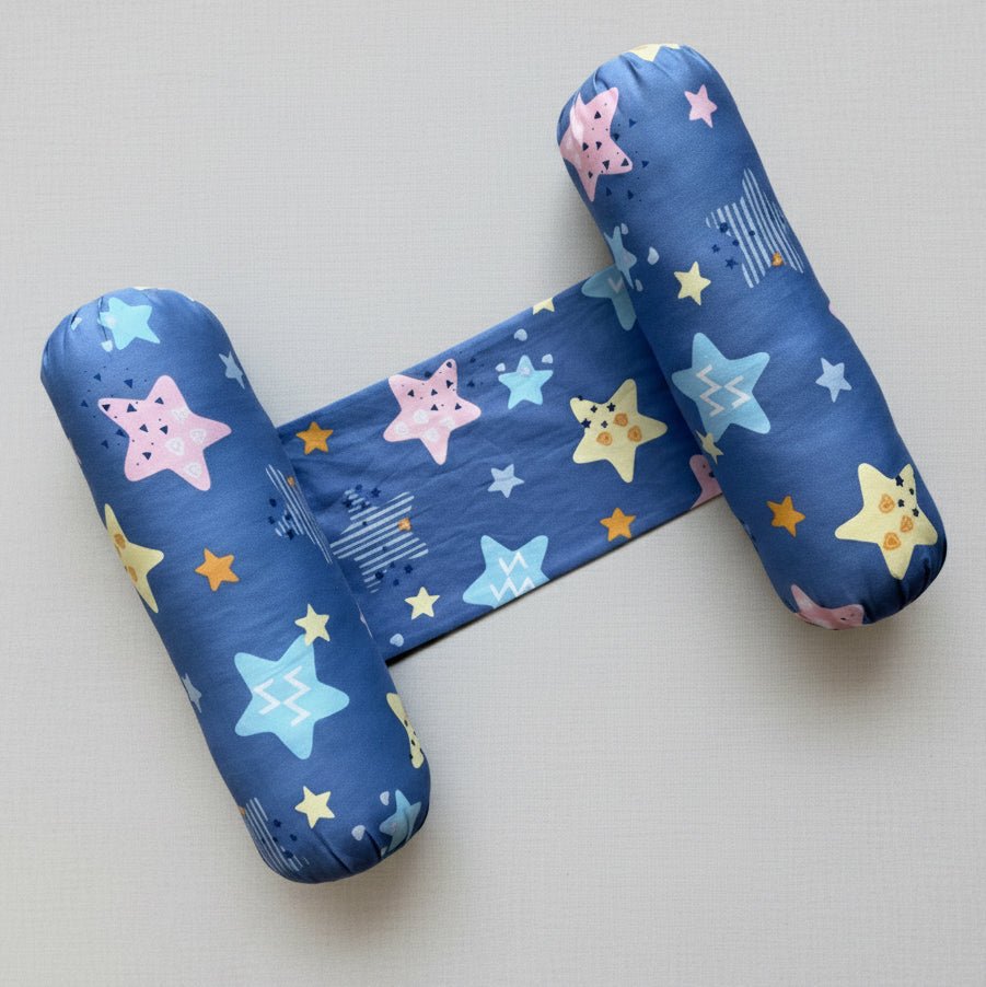 Oranges & Lemons | Anti Rolling Bolsters | Cotton Baby Pillow | Blue - Baby Bolster Pillow