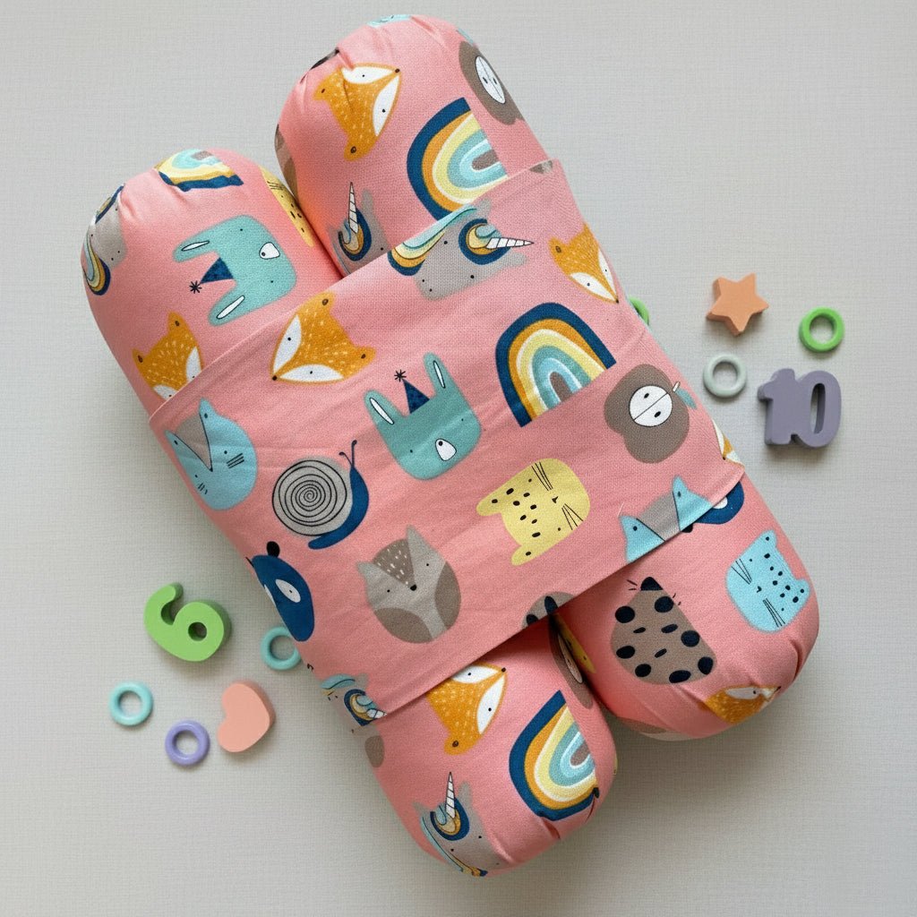 Oranges & Lemons | Anti Rolling Bolsters | Cotton Baby Pillow - Pink - Baby Bolster Pillow