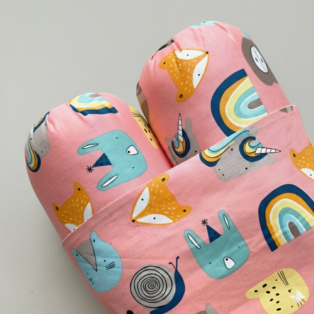 Oranges & Lemons | Anti Rolling Bolsters | Cotton Baby Pillow - Pink - Baby Bolster Pillow