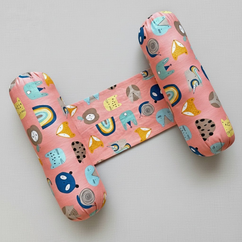 Oranges & Lemons | Anti Rolling Bolsters | Cotton Baby Pillow - Pink - Baby Bolster Pillow