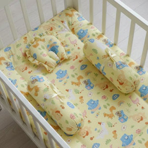 Oranges & Lemons | Cotton Baby Bedding Set | Gadda Set | Neck Pillow, Bolsters & Mattress - Yellow - Baby Bedding Set