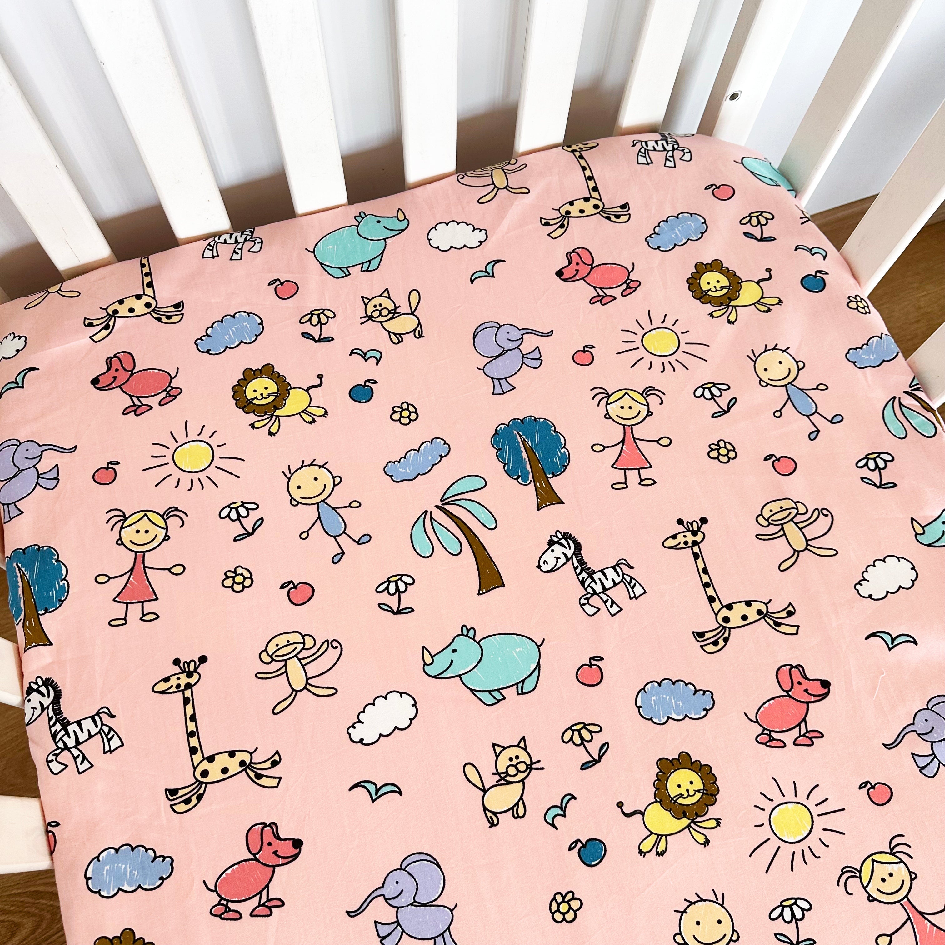 Oranges & Lemons | Cotton Baby Bedding Set | Newborn Baby Gifts | Pink - PQS001
