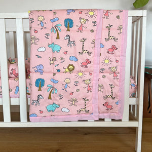 Oranges & Lemons | Cotton Baby Bedding Set | Newborn Baby Gifts | Pink - PQS001
