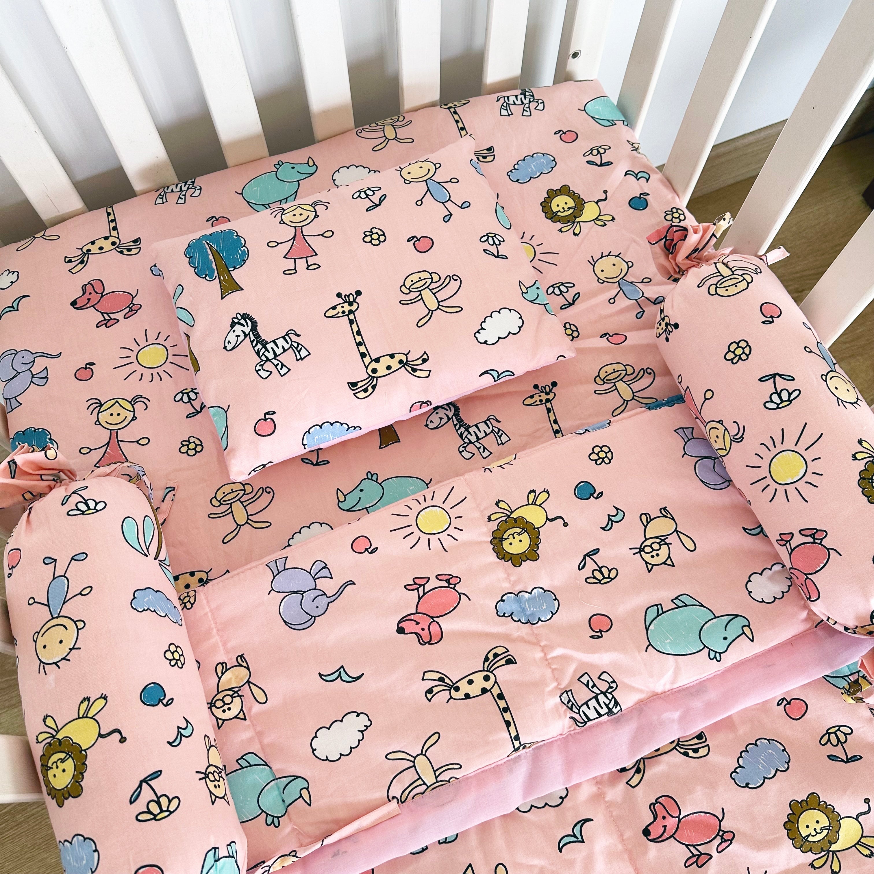 Oranges & Lemons | Cotton Baby Bedding Set | Newborn Baby Gifts | Pink - PQS001
