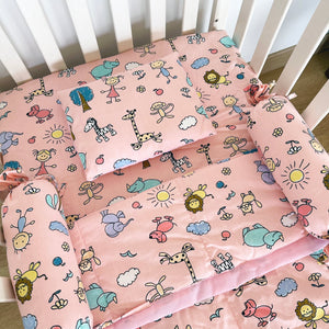 Oranges & Lemons | Cotton Baby Bedding Set | Newborn Baby Gifts | Pink - PQS001