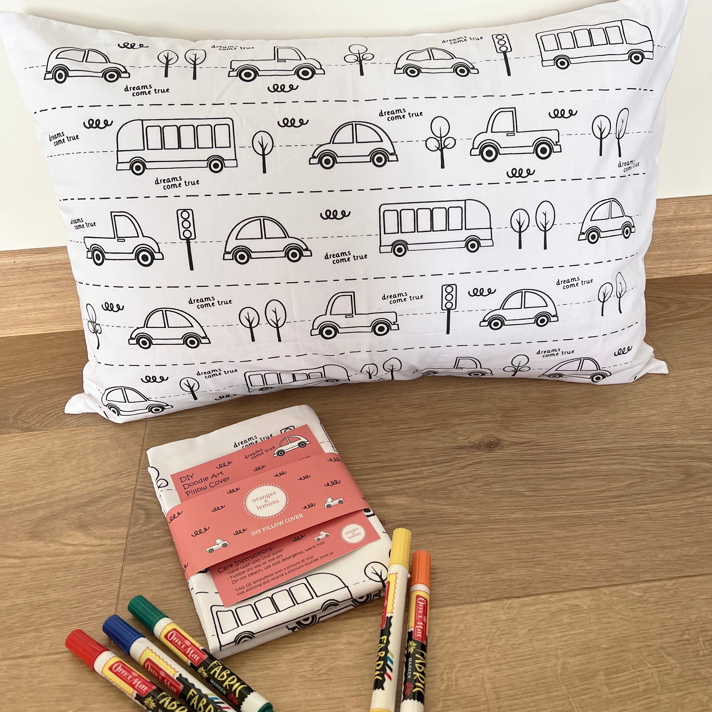 Oranges & Lemons | DIY Pillow Covers | Doodle Art | Kids Art and Colouring Kit | Set of 2 - DCTO001