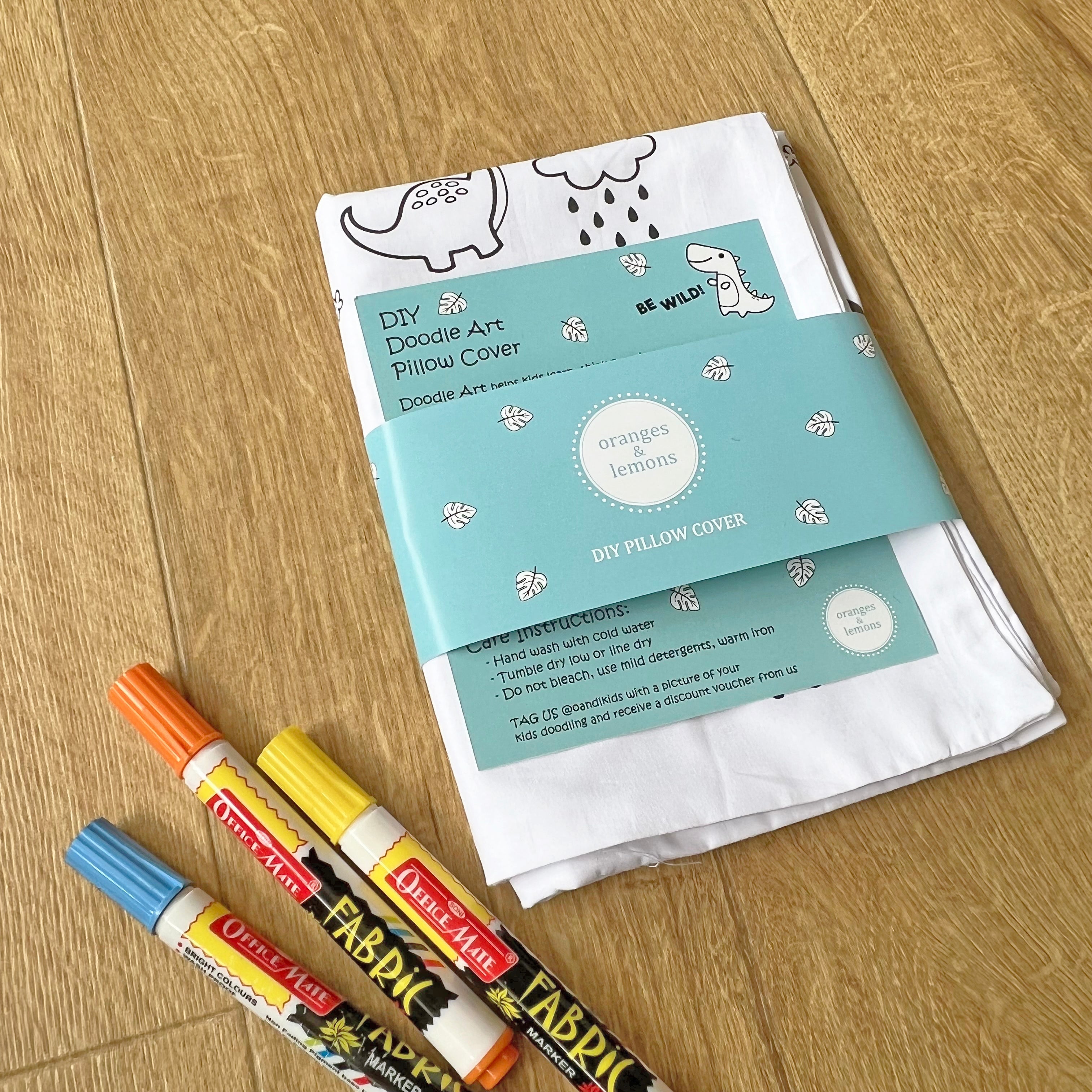 Oranges & Lemons | DIY Pillow Covers | Doodle Art | Kids Art and Colouring Kit | Set of 2 - BWP001