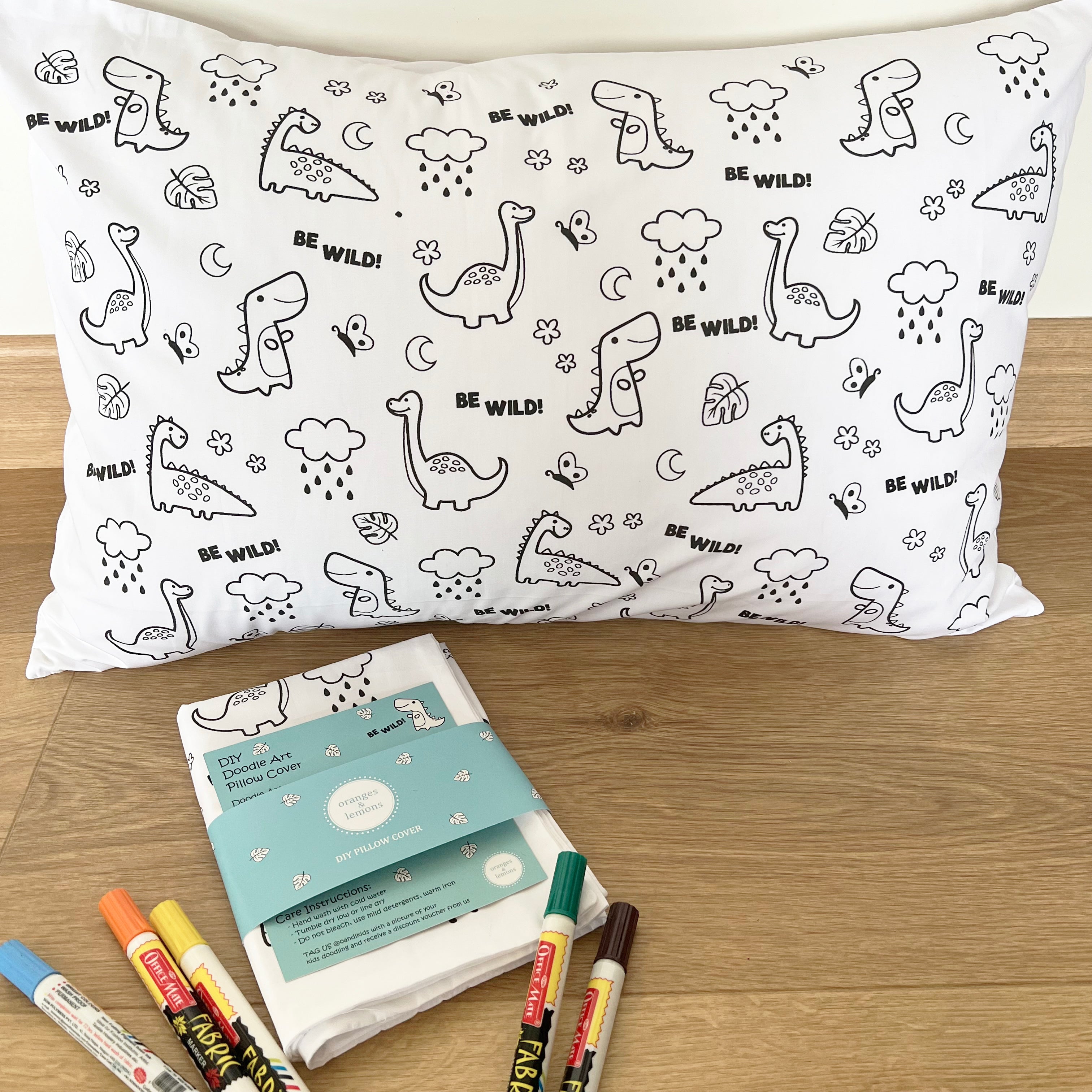 Oranges & Lemons | DIY Pillow Covers | Doodle Art | Kids Art and Colouring Kit | Set of 2 - BWP001