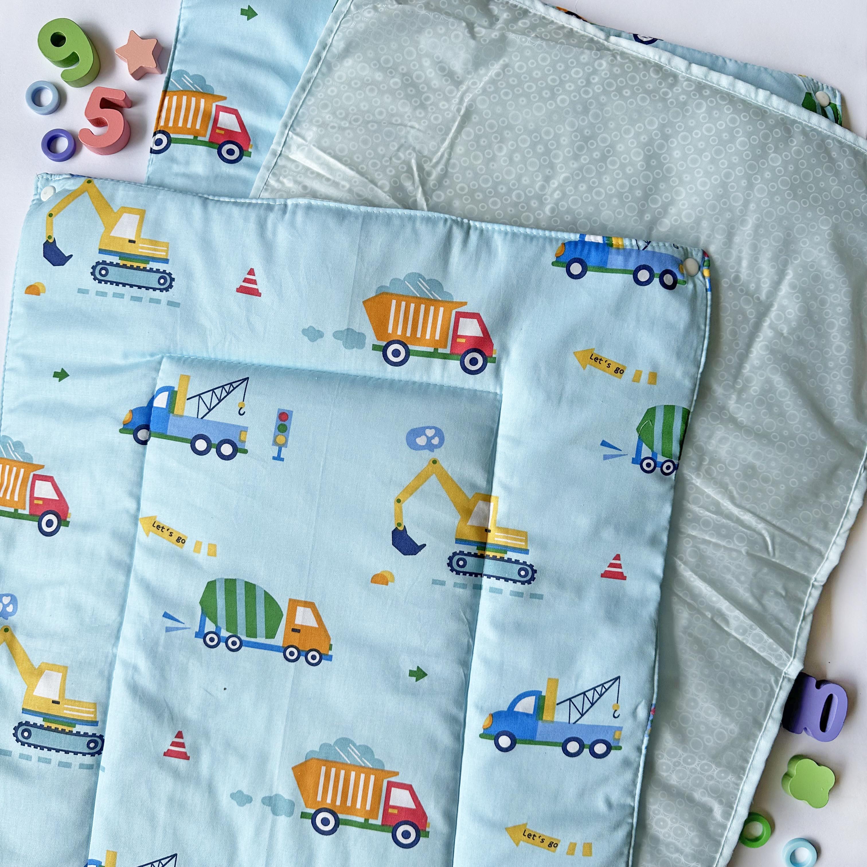 Oranges & Lemons | Reusable Diaper Mat | Set of 3 | Blue - BDCM001