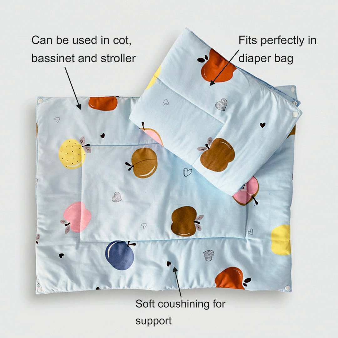 Oranges & Lemons | Reusable Diaper Mat | Set of 3 | Light blue - Diaper Changing Mats