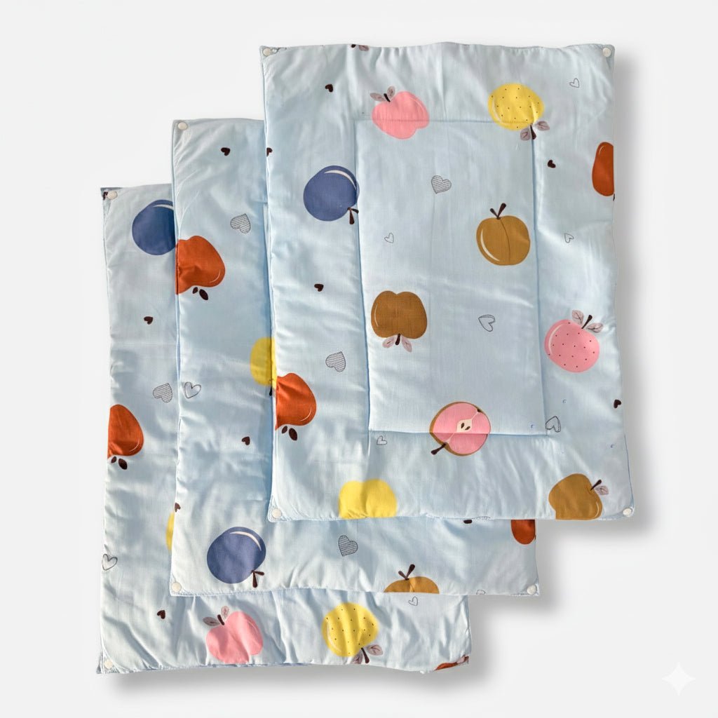 Oranges & Lemons | Reusable Diaper Mat | Set of 3 | Light blue - Diaper Changing Mats