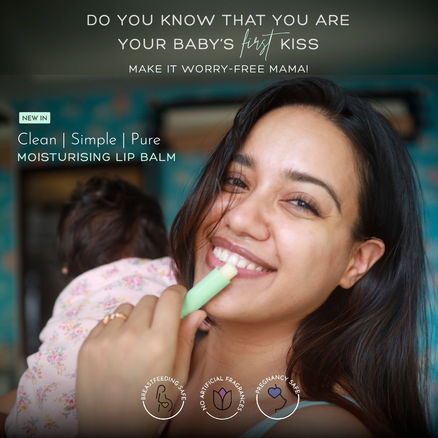 Orimii First Kiss Lip Balm for Moisturizing Dry Lips | Light, Non Sticky & Nourishing Lip Balm | Fragrance & Colour Free - Safe For Mom & Baby - OR000022005