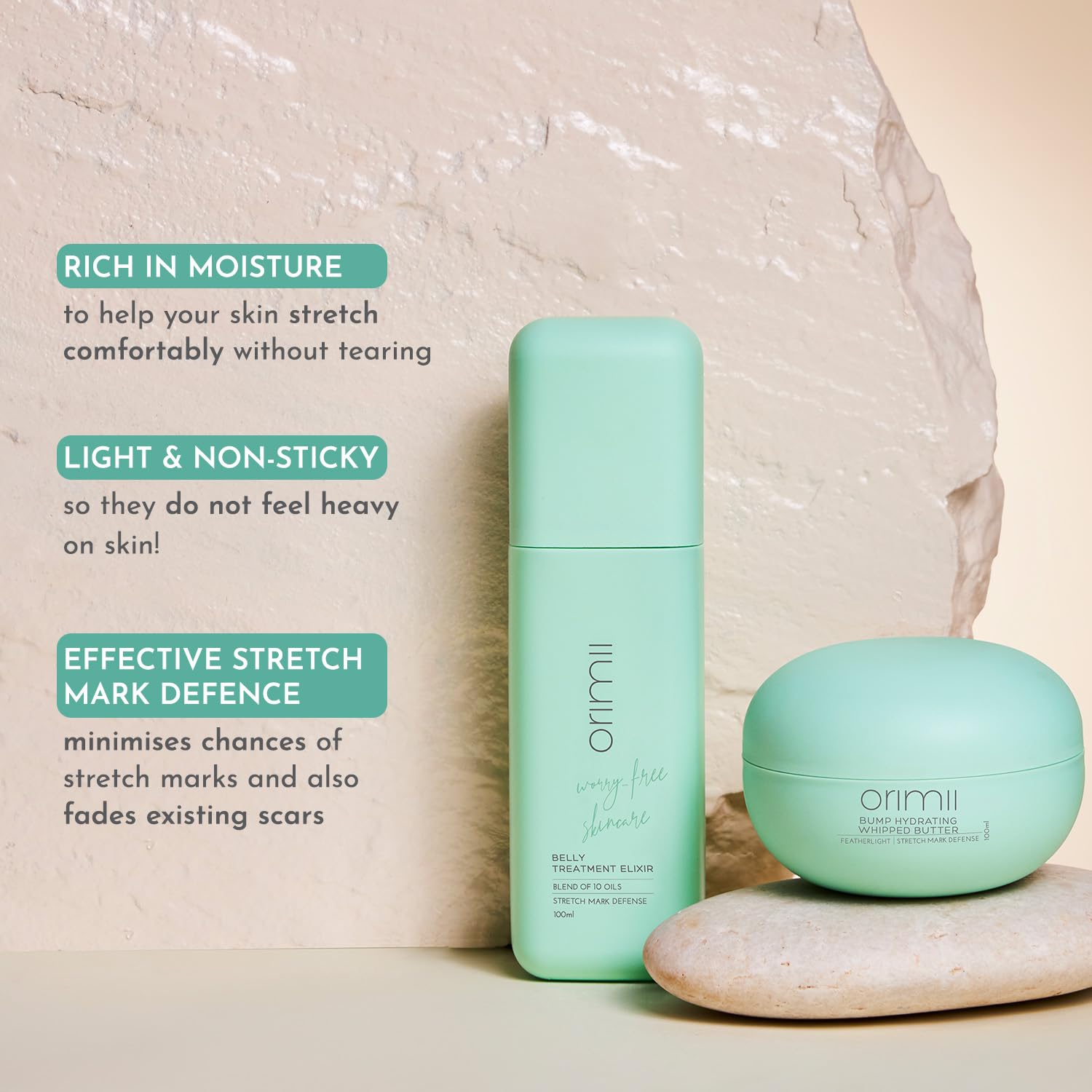 Orimii Happy Belly Pregnancy Defence Set | Stretch Mark Bump Body Butter & Belly Oil Combo for Moms - C2OR0105200