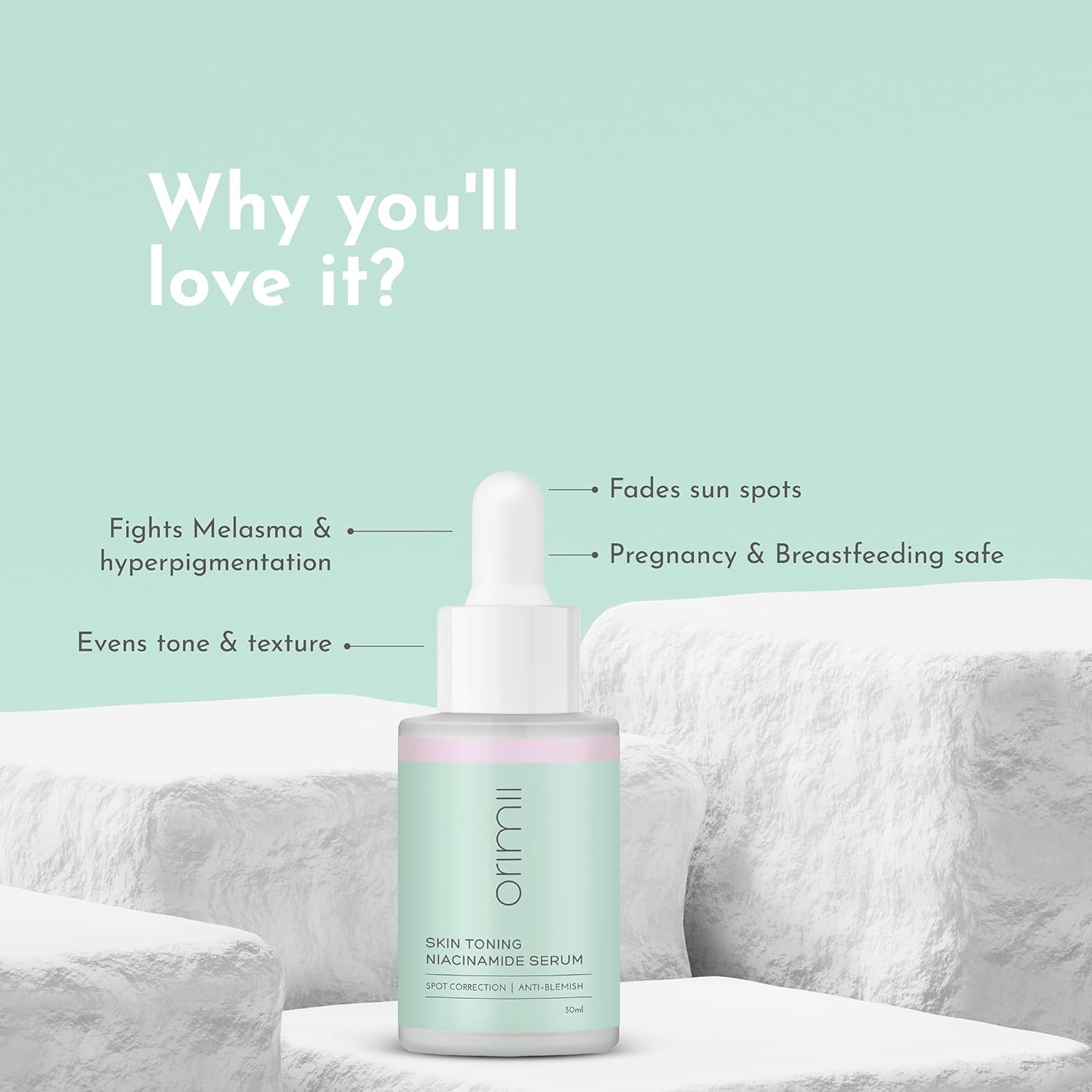 Orimii Niacinamide Face Serum (30ml) with Kakadu Plum For Pigmentation & Dark Spots - Pregnancy Safe - OR000014030