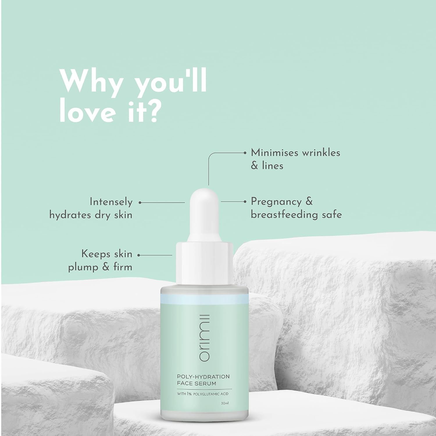 Orimii Poly Hydration Face Serum (30ml) with Hyaluronic Acid for Hydration - Pregnancy Safe - OR000010030