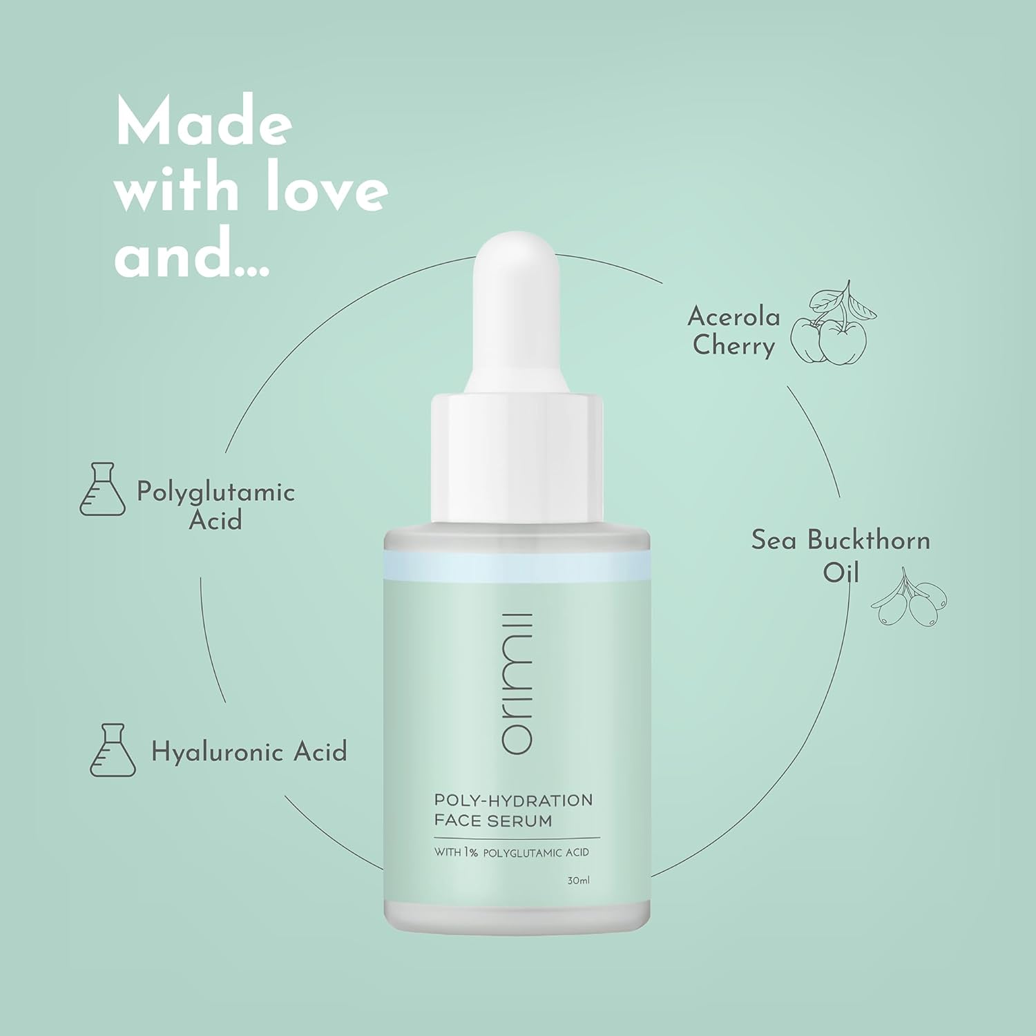 Orimii Poly Hydration Face Serum (30ml) with Hyaluronic Acid for Hydration - Pregnancy Safe - OR000010030