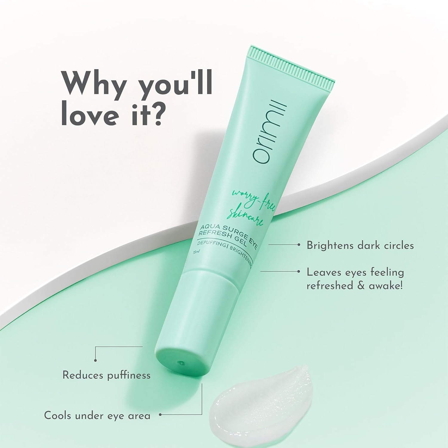 Orimii Under Eye Cream Gel (15ml) for Dark Circles with Vitamin C - Pregnancy Safe - OR000009015