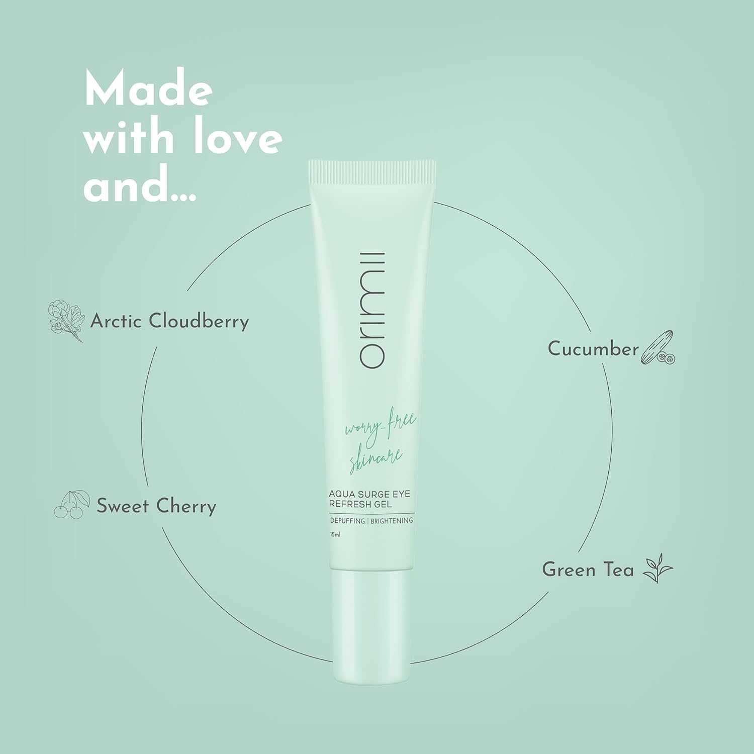 Orimii Under Eye Cream Gel (15ml) for Dark Circles with Vitamin C - Pregnancy Safe - OR000009015