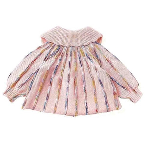 Oversized Flaired Peach Tulips Knitted Warmer Cardigan with matching Hairclip - 2 - 3 Years Winter Wear