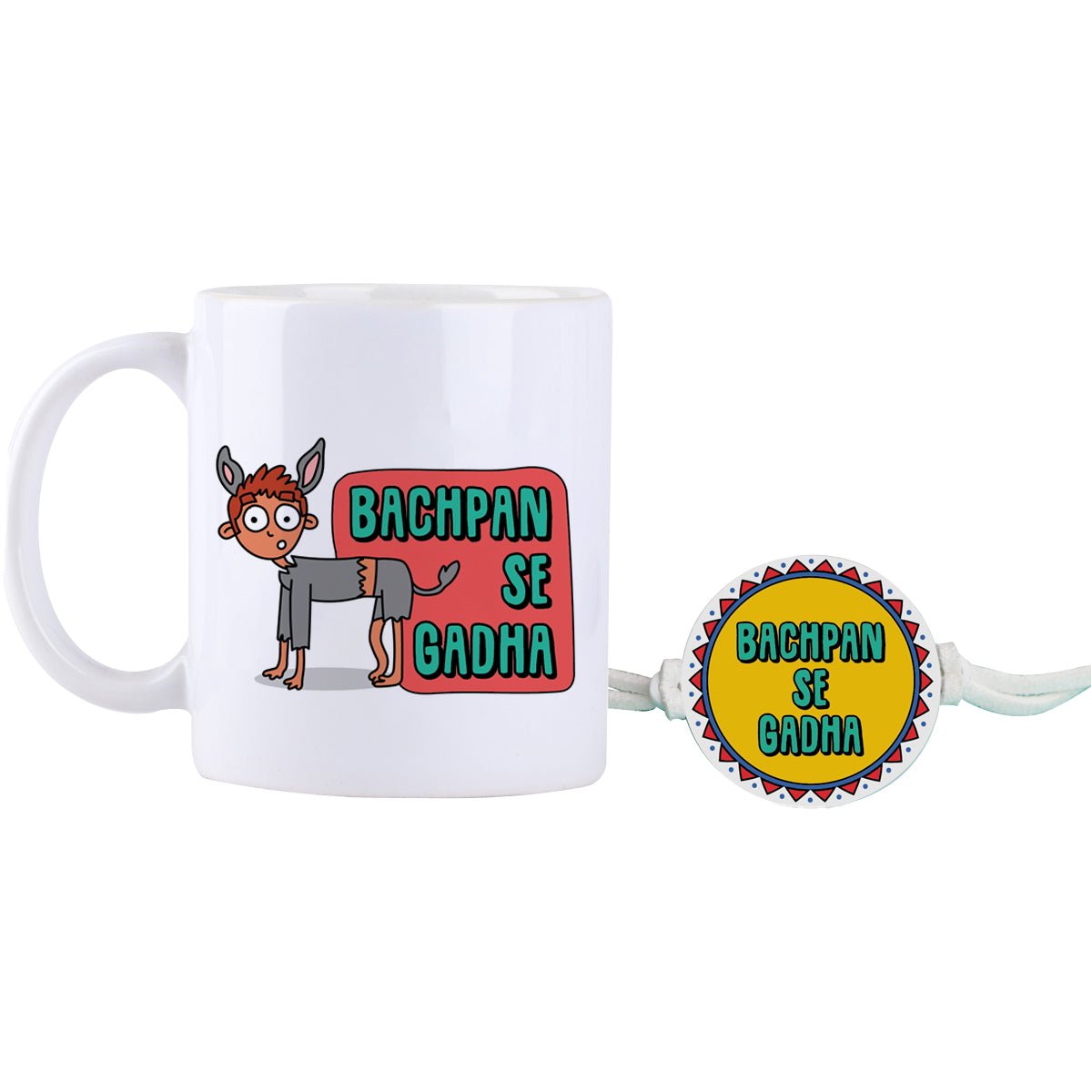 Oye Happy Bachpan Se Gadha Rakhi with Mug – Funny Rakhi Gift for Brother / Bhai - OHBSGC