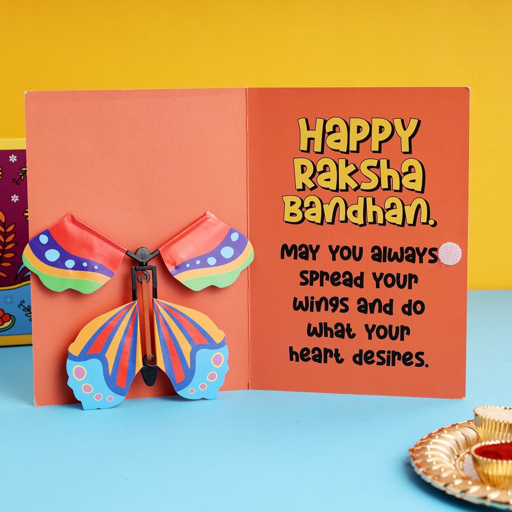 Oye Happy Best Bhai Rakhi Hamper – Evil Eye Rakhi, Wealth Keychain, Glitter Bomb & Butterfly Card | Fun Rakhi Gift for Brother, Bhai - OHBBRH