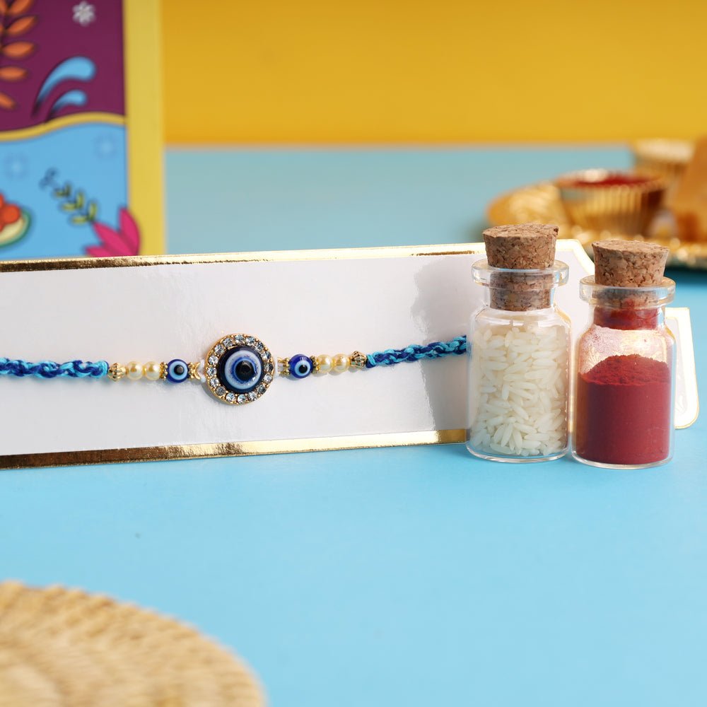 Oye Happy Best Bhai Rakhi Hamper – Evil Eye Rakhi, Wealth Keychain, Glitter Bomb & Butterfly Card | Fun Rakhi Gift for Brother, Bhai - OHBBRH