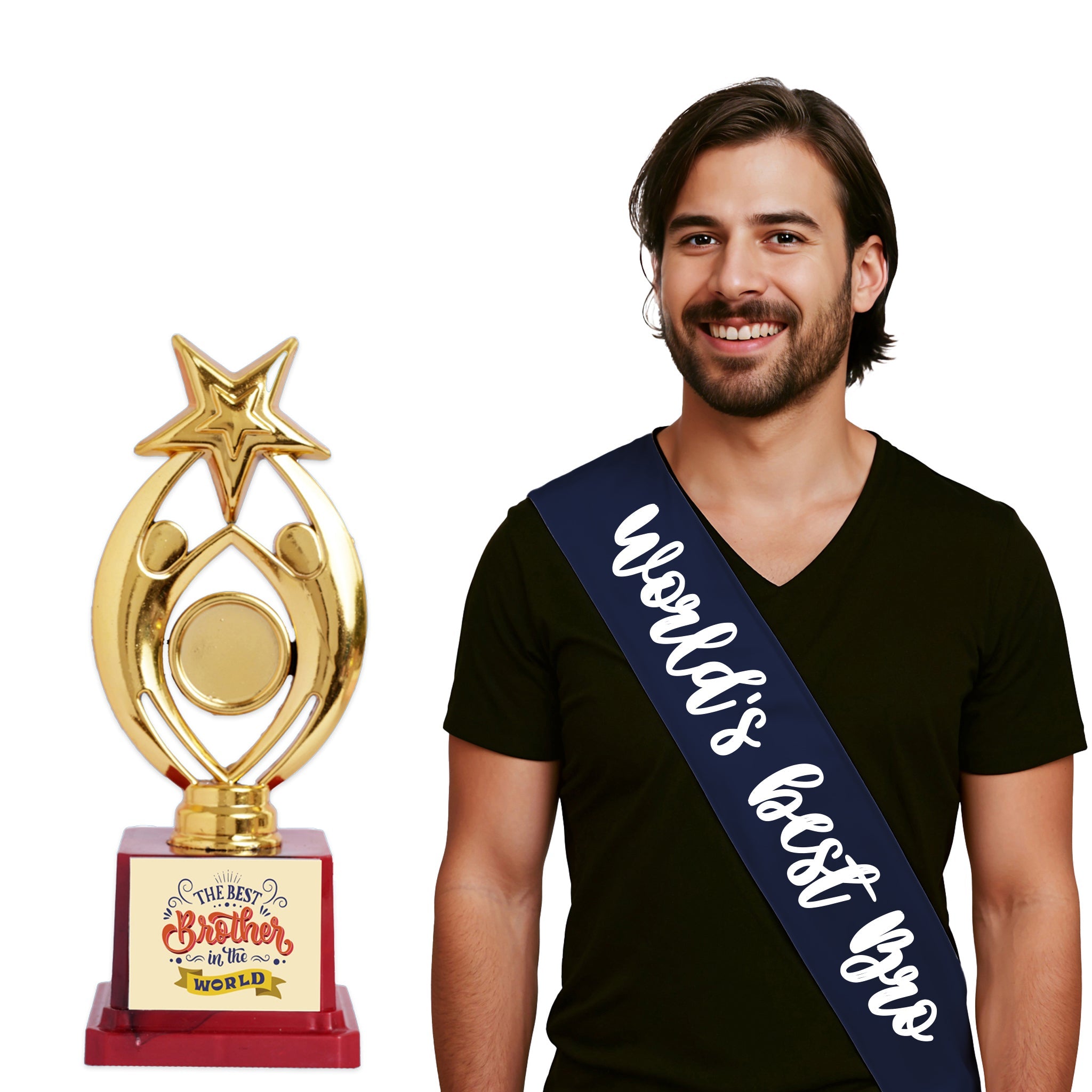 Oye Happy Best Bro Sash with Trophy – Rakhi Gift Combo for Brother / Bhai - OHBBST