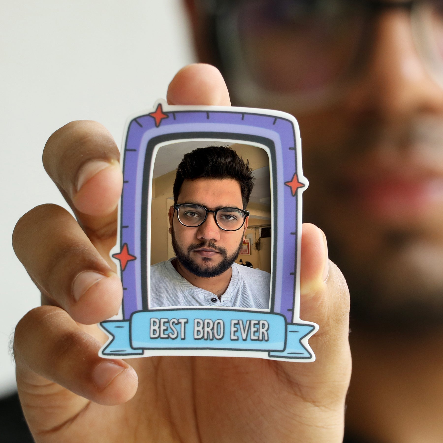 Oye Happy Best Brother Ever Magnet | Photo Fridge Magnet | Rakhi & Birthday Gift for Bro / Bhaither - OHBBM