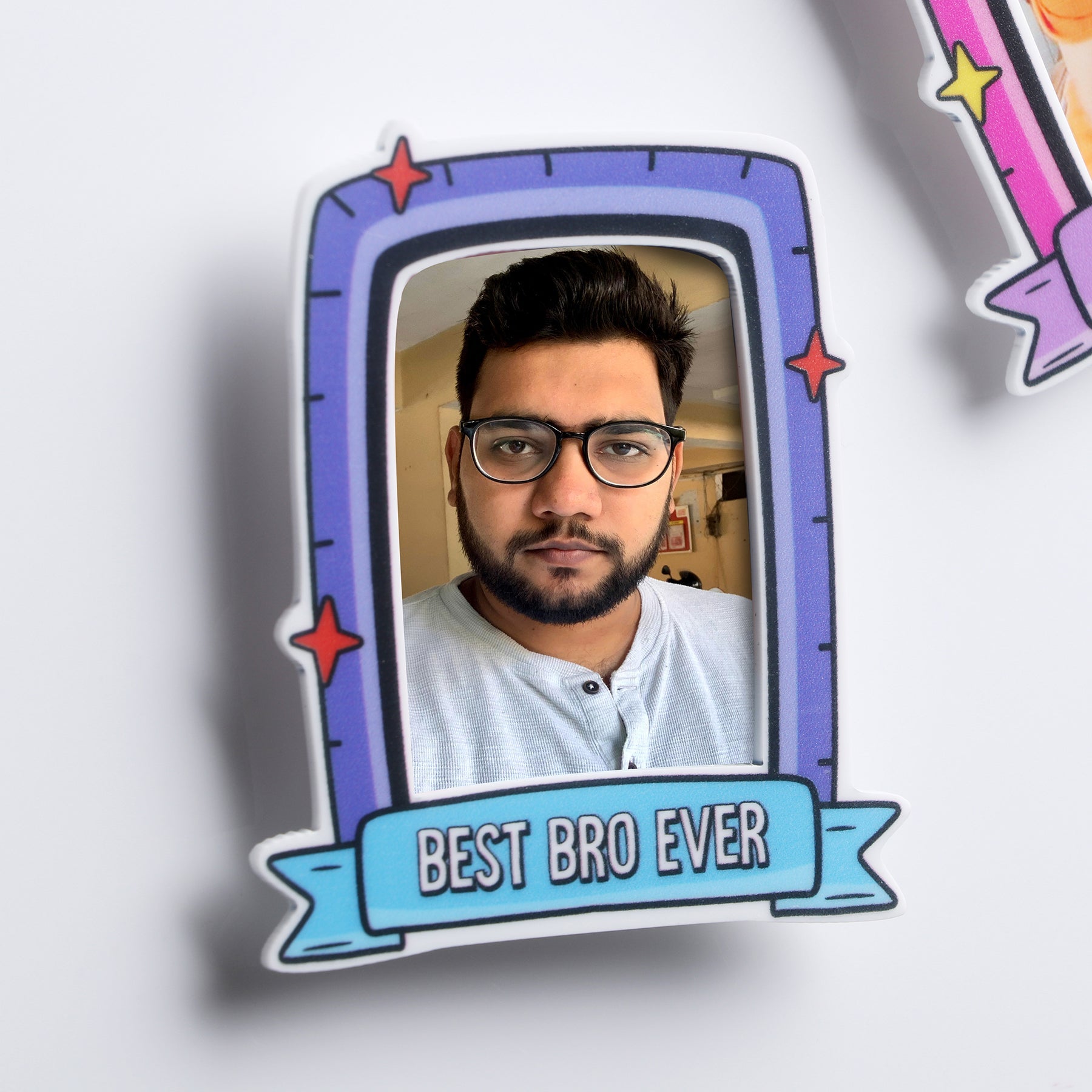 Oye Happy Best Brother Ever Magnet | Photo Fridge Magnet | Rakhi & Birthday Gift for Bro / Bhaither - OHBBM