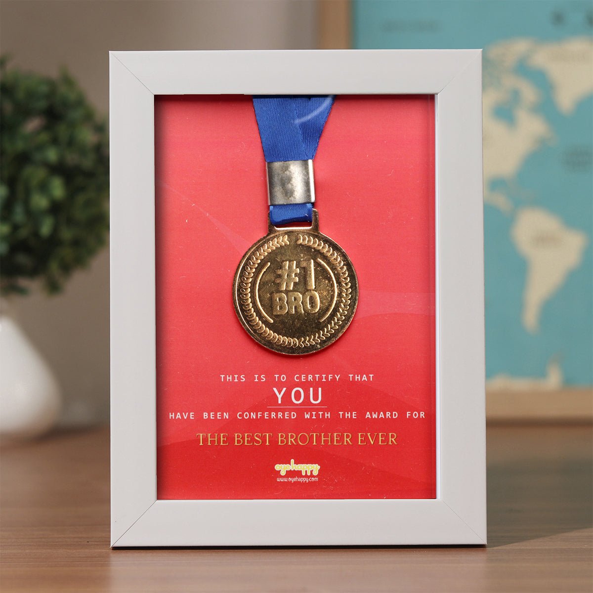 Oye Happy Best Brother Medal Frame – Award Gift | Rakhi or Birthday Special Gift for Brother / Bhai - OHBBMF