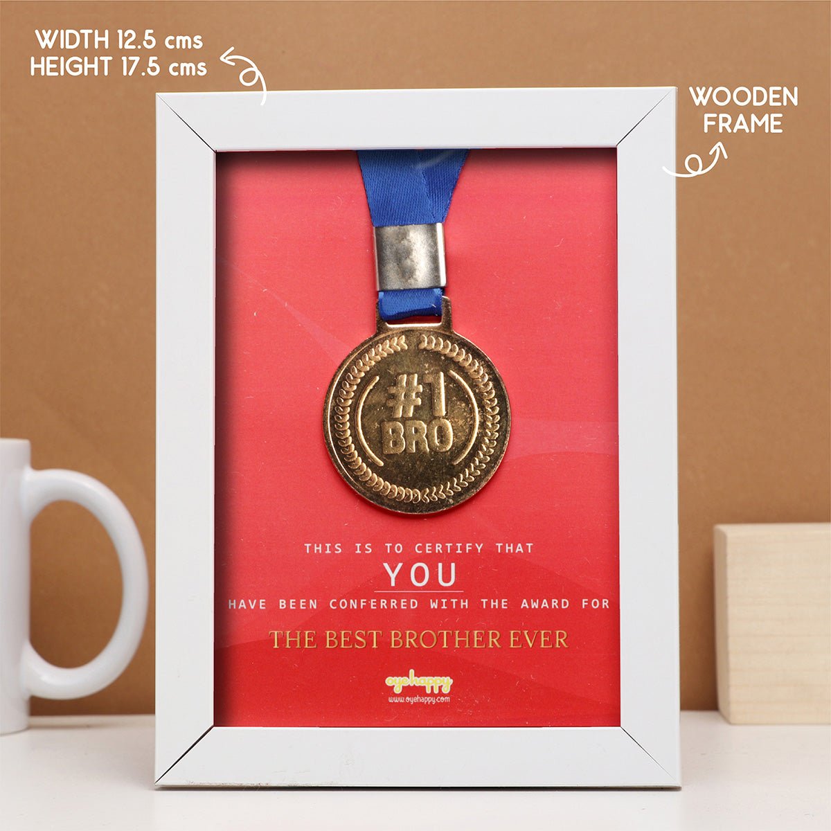 Oye Happy Best Brother Medal Frame – Award Gift | Rakhi or Birthday Special Gift for Brother / Bhai - OHBBMF
