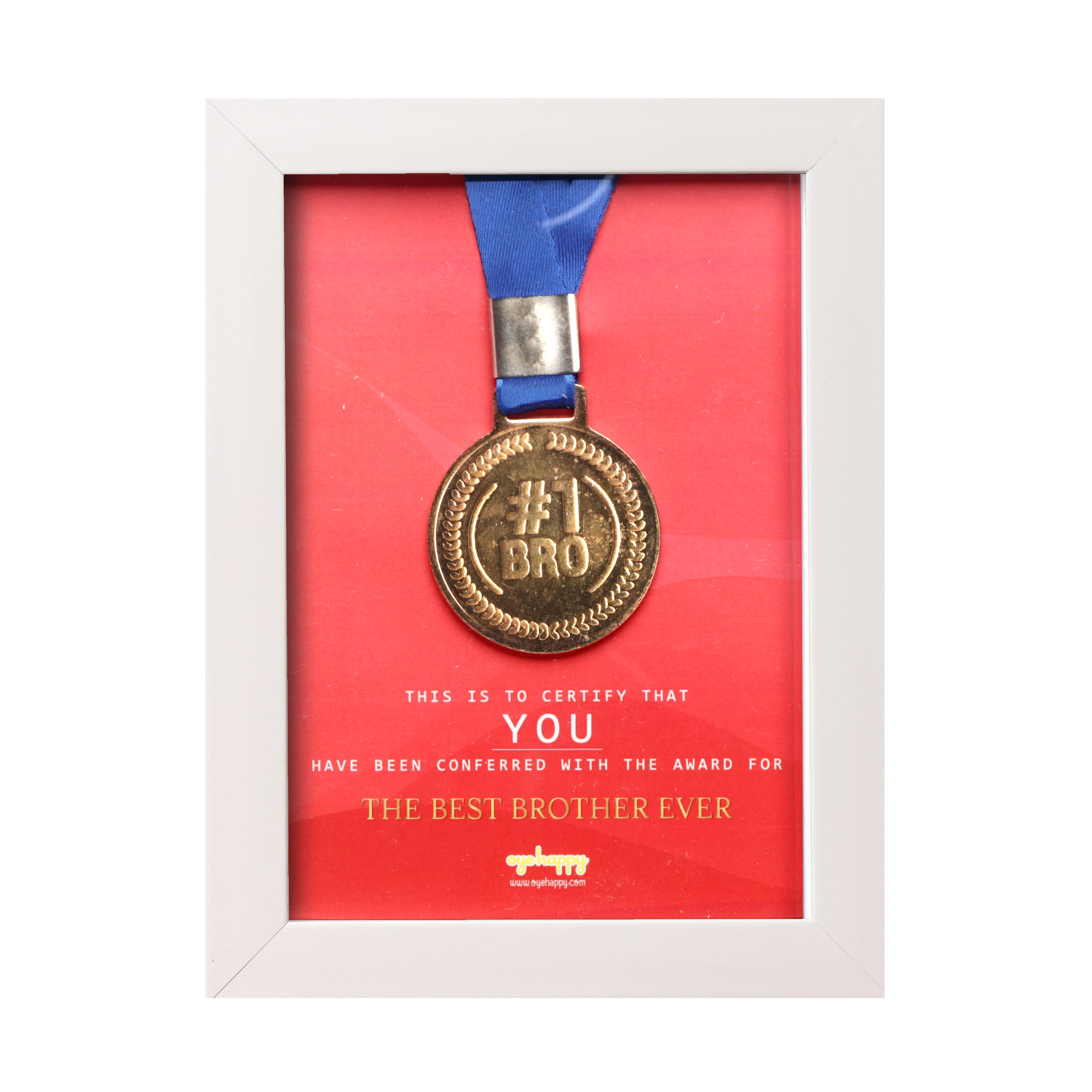 Oye Happy Best Brother Medal Frame – Award Gift | Rakhi or Birthday Special Gift for Brother / Bhai - OHBBMF