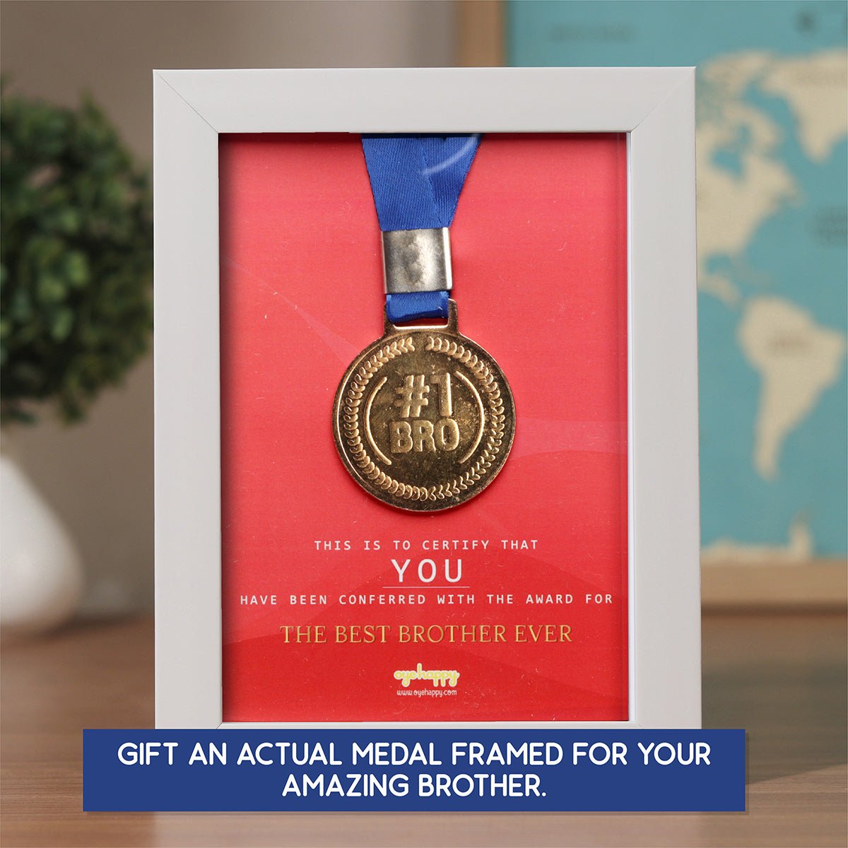Oye Happy Best Brother Medal Frame – Award Gift | Rakhi or Birthday Special Gift for Brother / Bhai - OHBBMF