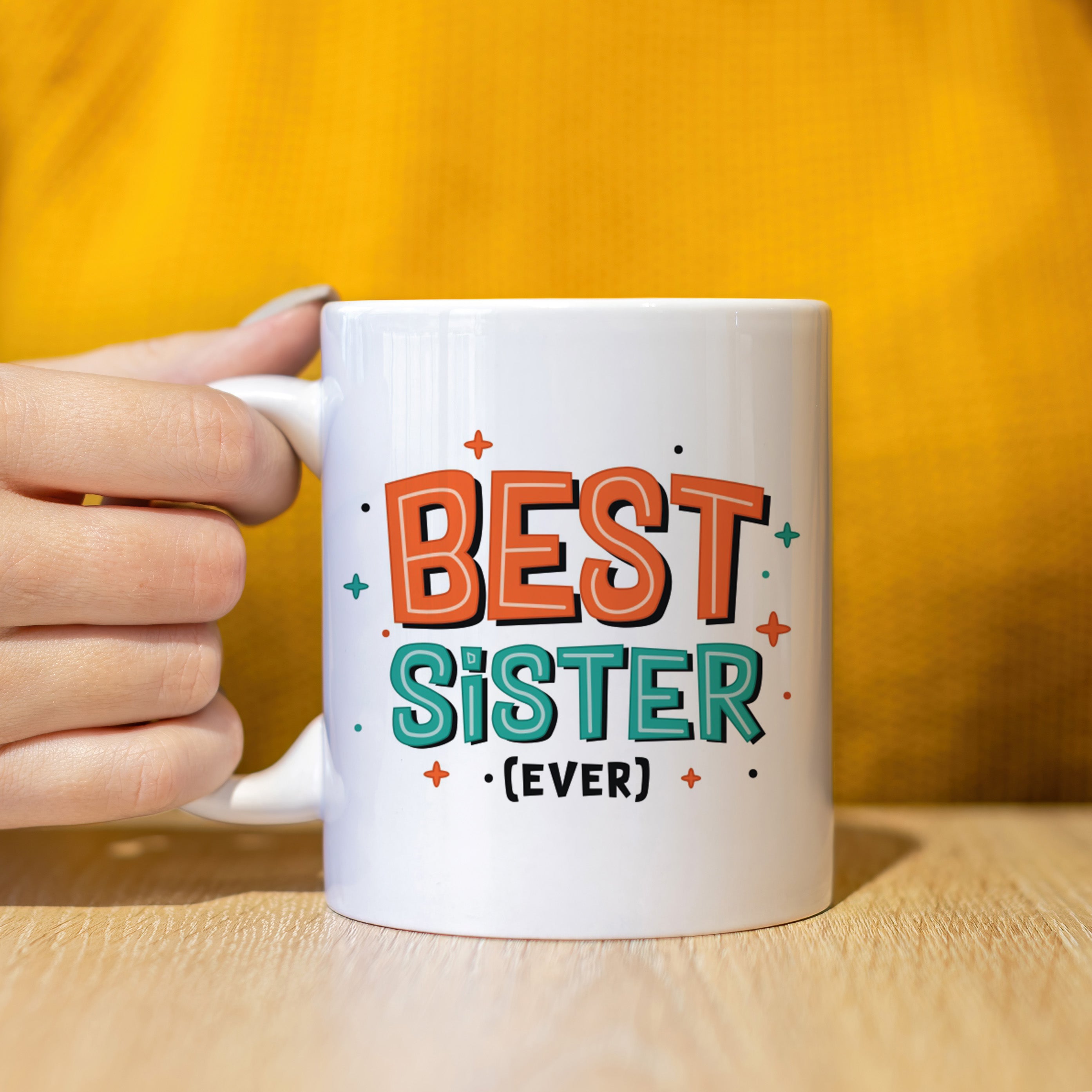 Oye Happy Best Sister Ever Mug – Thoughtful Rakhi Gift for Sister | Ceramic Mug for Sis / Behan - OHBSEM