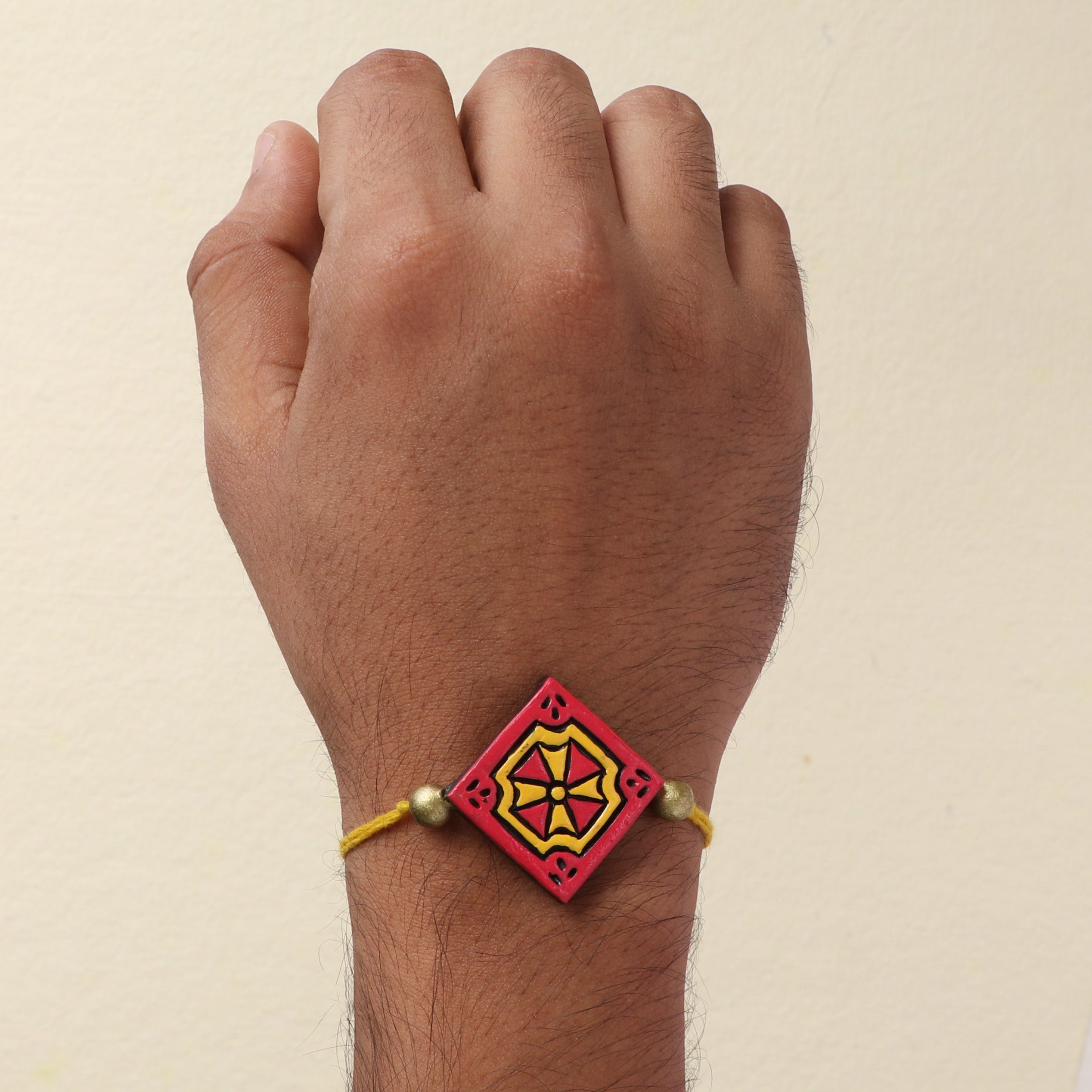 Oye Happy Bhaiya Bhabhi Rakhi Set (Red) | Terracotta Rakhi - Earring Combo | Sustainable Rakhi Gift - OHBBGS