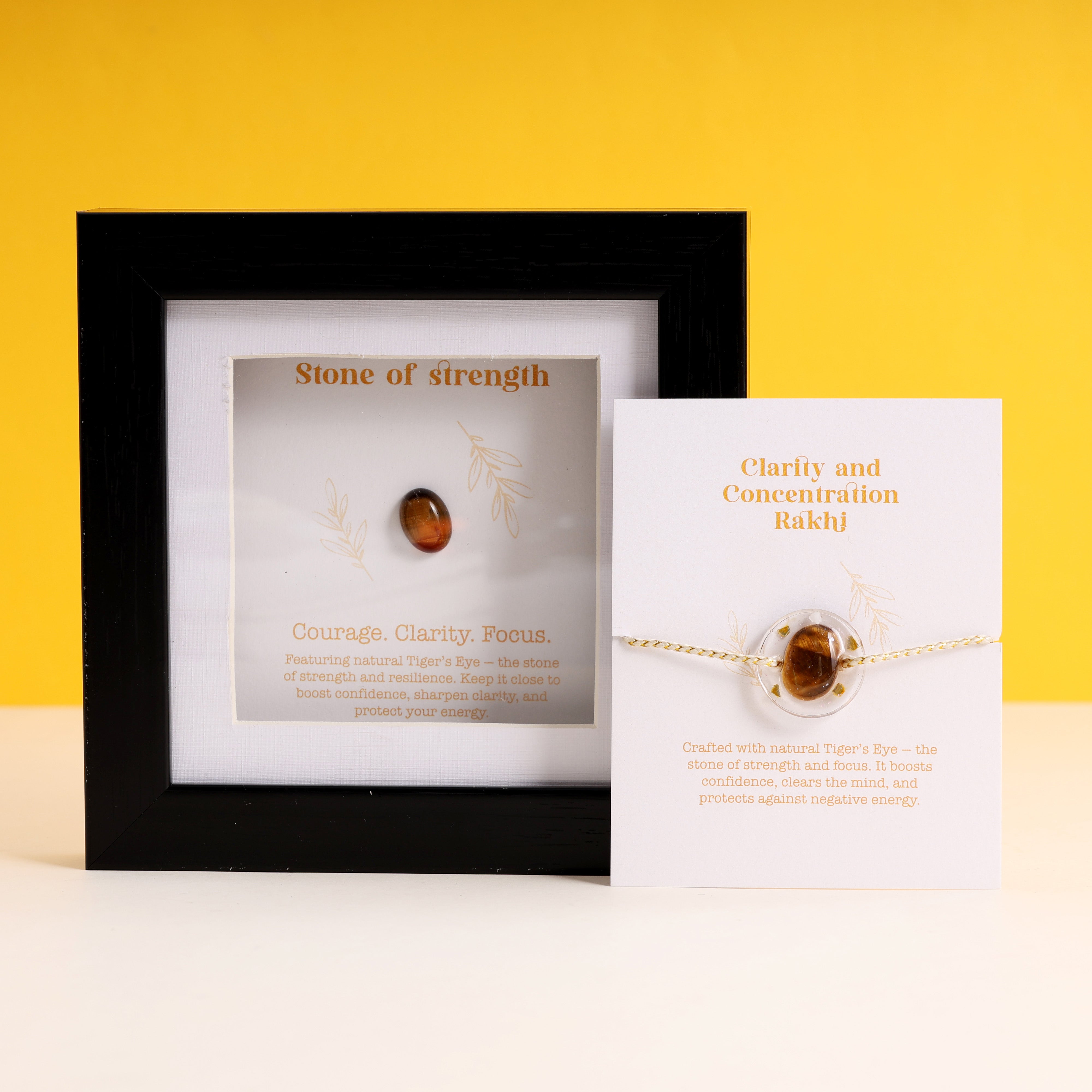 Oye Happy Focus & Success Rakhi Combo – Gemstone Rakhi with Motivation Frame | Rakhi Gift for Brother, Bhaiya - OHFSRC