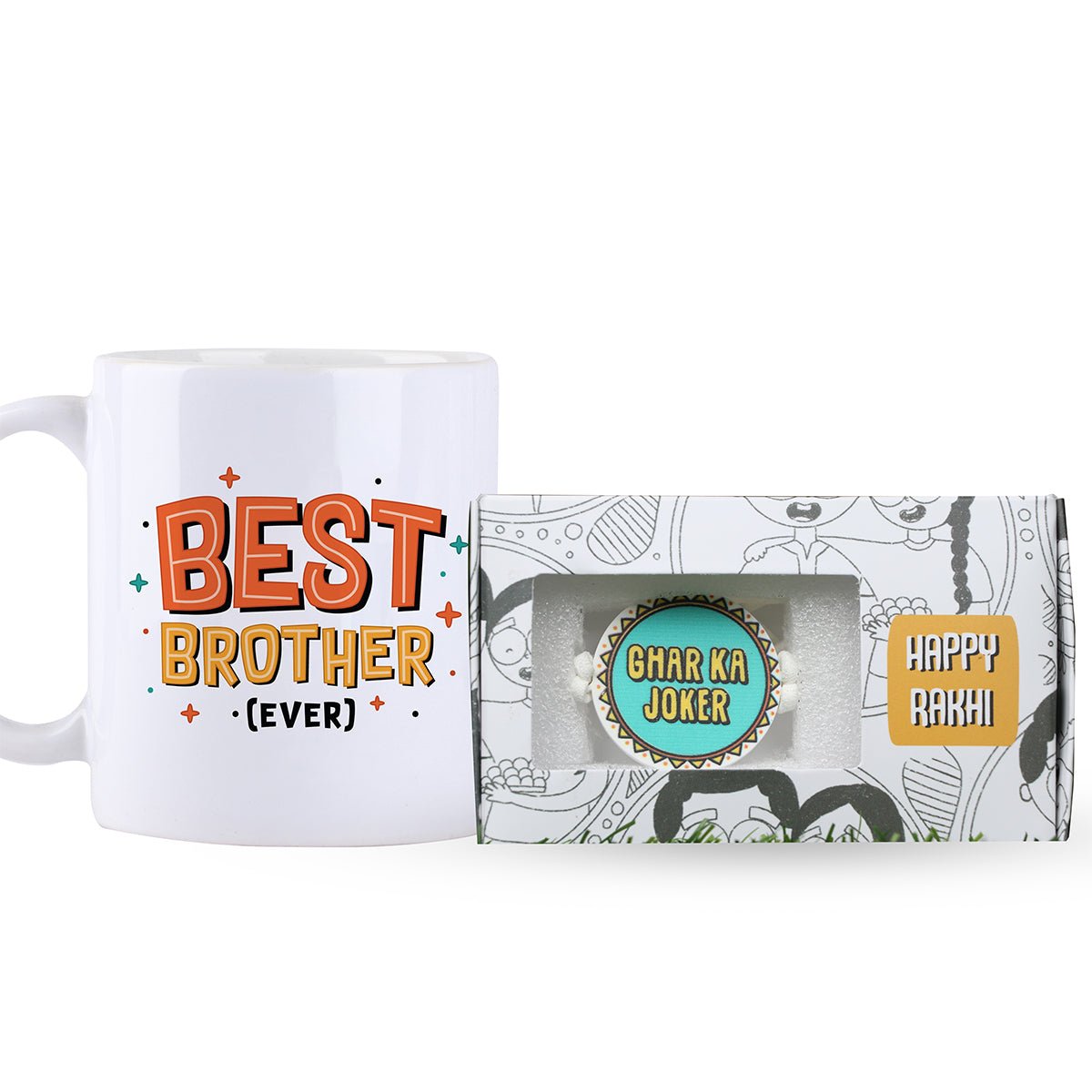 Oye Happy Ghar ka Joker Rakhi with Best Brother Mug – Fun Rakhi Gift Combo for Bhai / Brother - OHGKGC