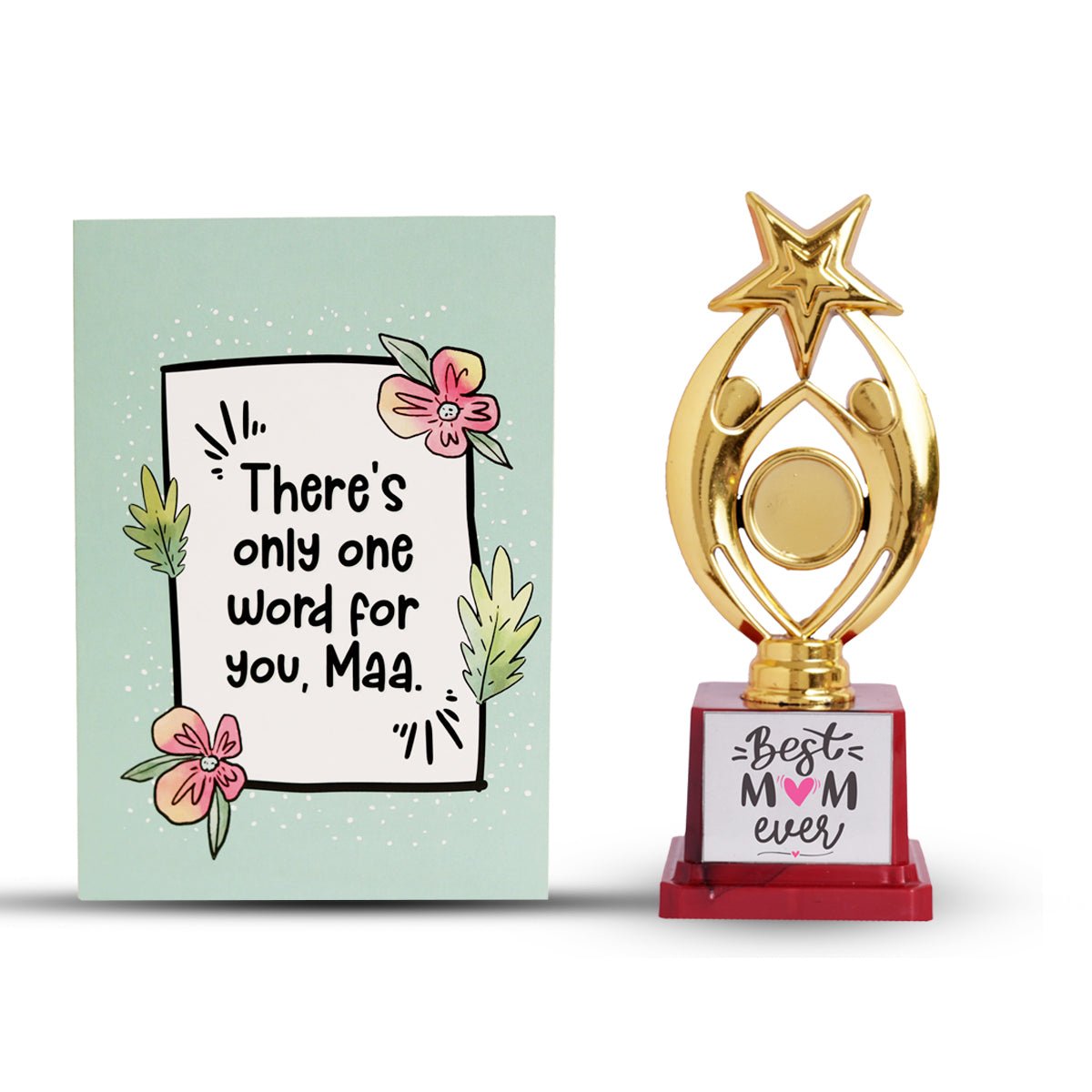 Oye Happy Mirror Card & World's No.1 Mom Trophy – Mother’s Day Special Combo - OHMCTC
