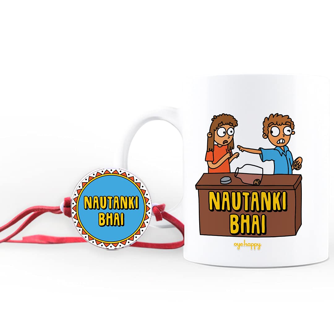 Oye Happy Nautanki Bhai Rakhi with Mug – Fun Rakhi Gift Combo for Brother / Bhai - OHNBC