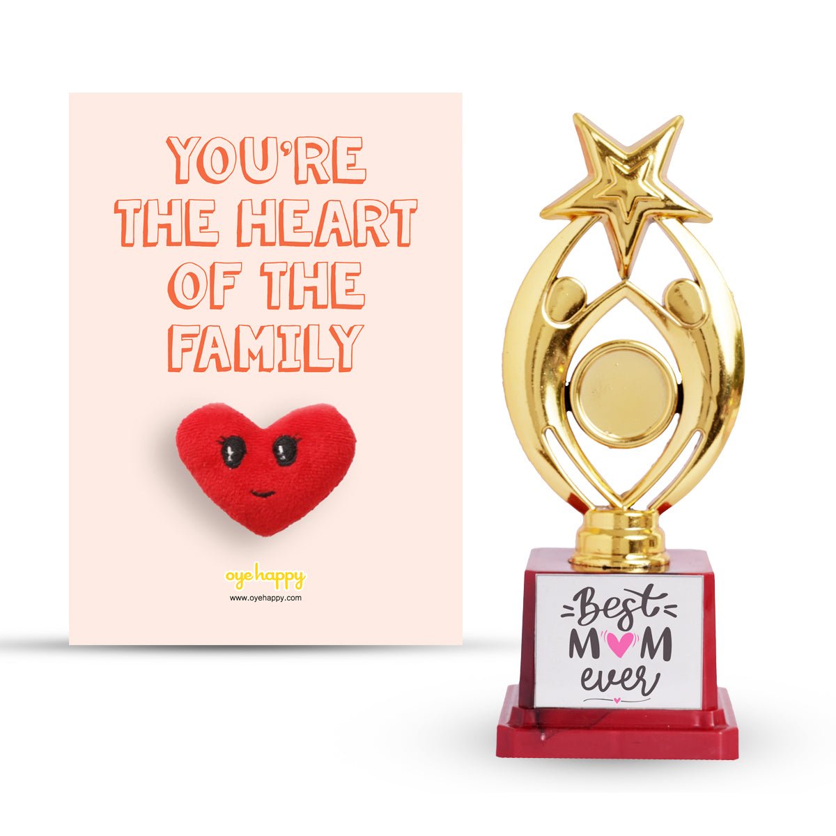 Oye Happy Pocket Hug Card & World's No. 1 Mom Trophy – Mother’s Day Edition - OHPHWBT