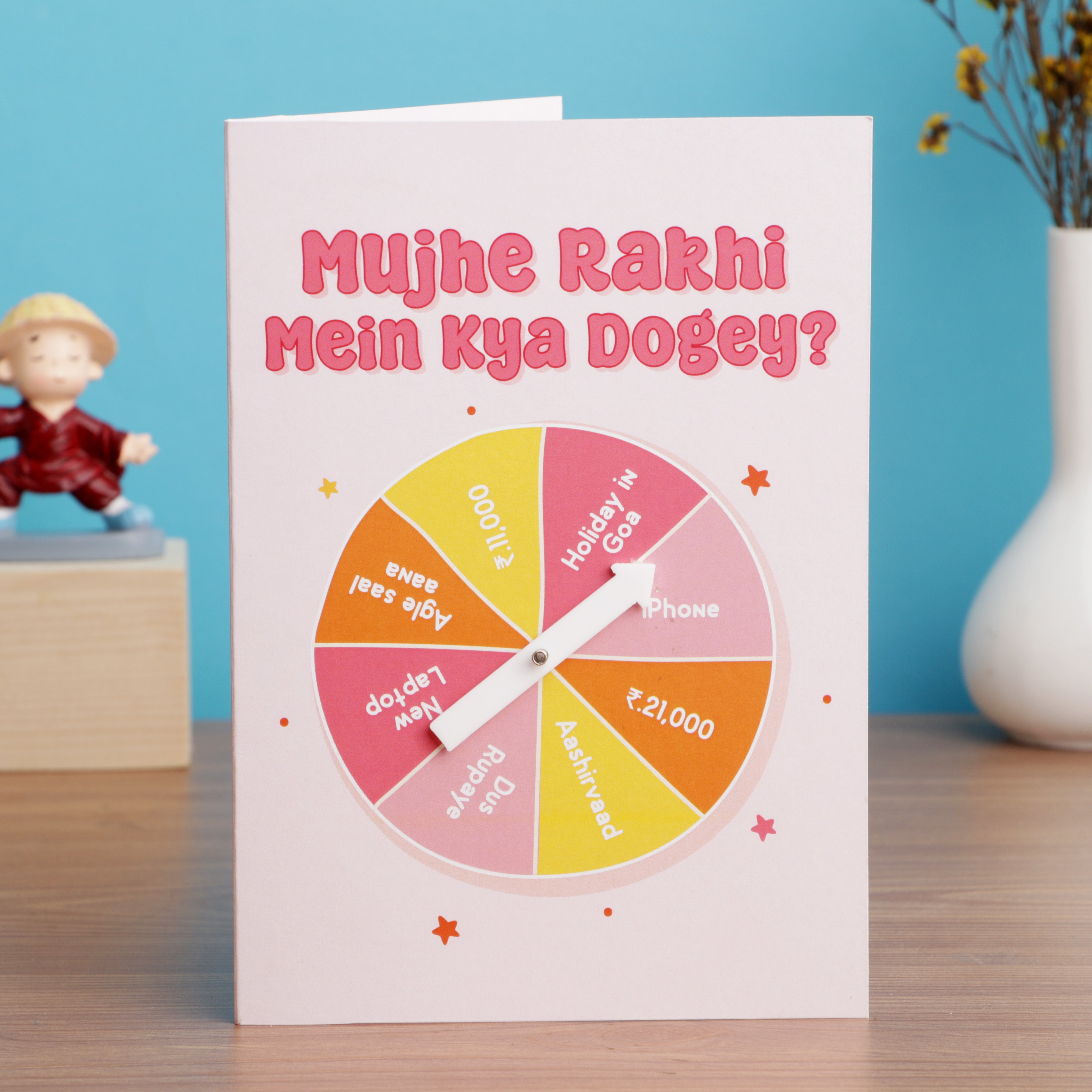 Oye Happy Rakhi ka Gift Spinwheel Card | Funny Rakhi Game Card for Brother & Sister - OHRSWC