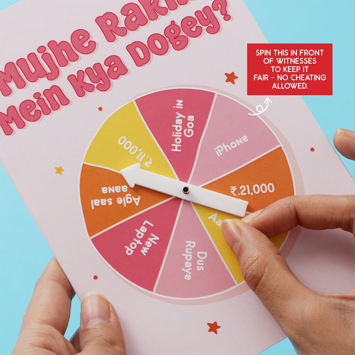 Oye Happy Rakhi ka Gift Spinwheel Card | Funny Rakhi Game Card for Brother & Sister - OHRSWC