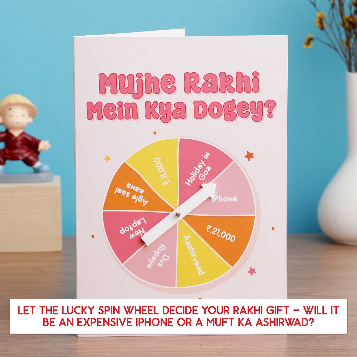 Oye Happy Rakhi ka Gift Spinwheel Card | Funny Rakhi Game Card for Brother & Sister - OHRSWC